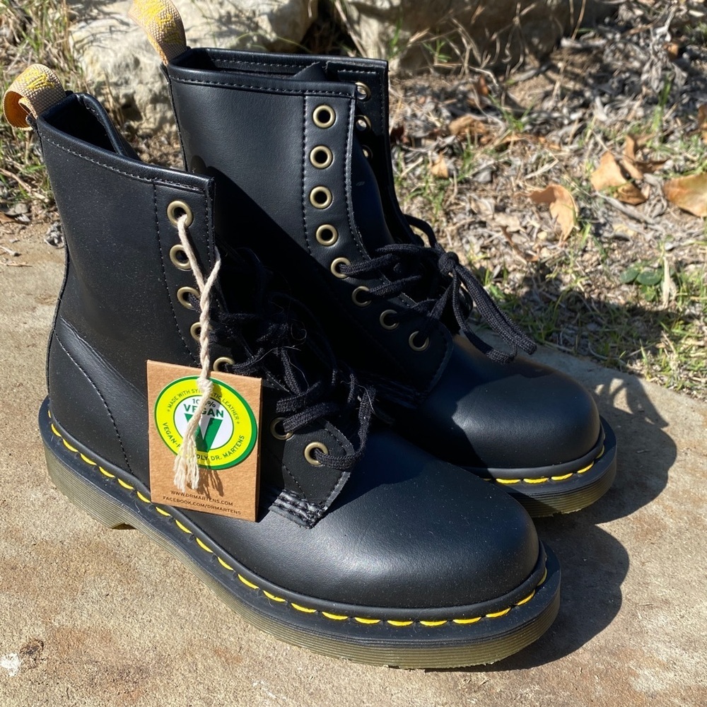 Dr. Martens vegan 1460 black moto boot women's 6 mens 5 combat grunge y2k retro